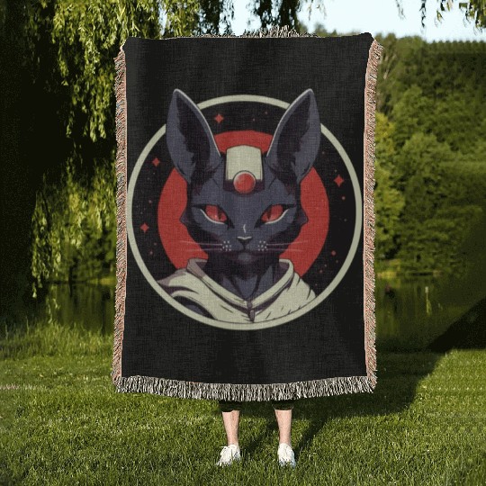 kawaii cat anime japanese retro men women Woven Blankets
