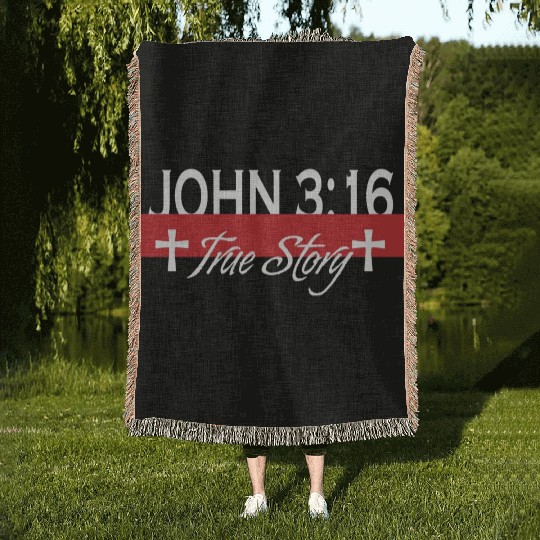 John 3:16 True Story Love Jesus Christian Woven Blankets