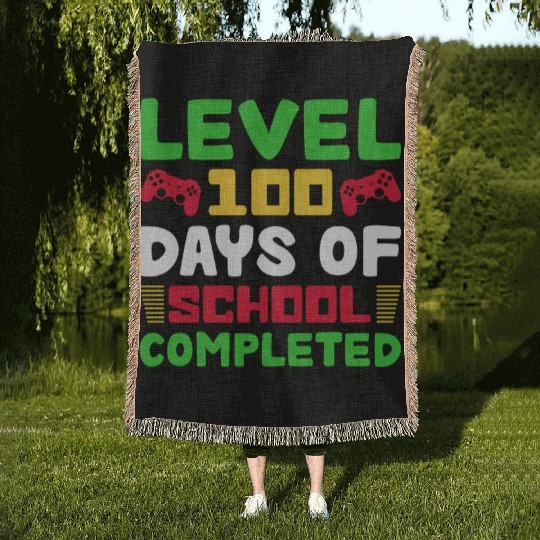 Level 100 Days Of School Completed Woven Blankets