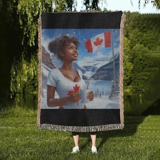 Canadian Winter Snow in Banff Canada Woven Blankets