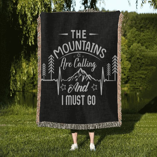 The Mountains are Calling | Hiking | Wanderlust Woven Blankets