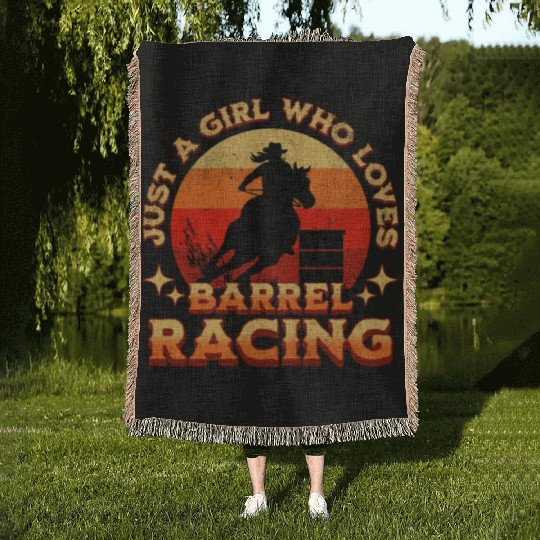 Just a Girl Who Loves Barrel Racing Woven Blankets