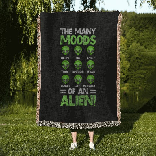 Alien Space Earthling Mars Woven Blankets
