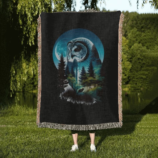 Nature in Owl Pattern Woven Blankets