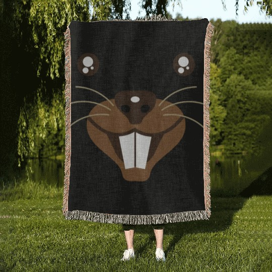 Groundhog Face Rodent Happy Groundhog Day Woven Blankets