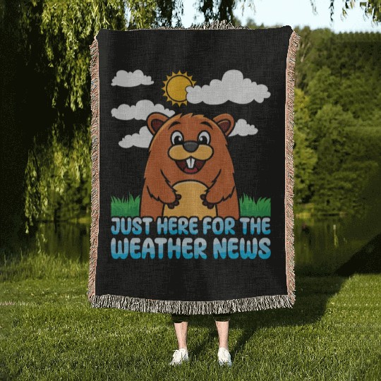 Just Here For The Weather News Happy Groundhog Day Woven Blankets