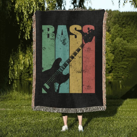 Bass Guitar Woven Blankets
