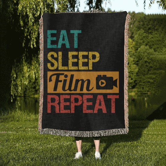 Eat Sleep Film repeat Movie Director Filmmaker Woven Blankets