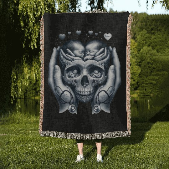 Embrace of Life Skull Woven Blankets NICU Mom Strength and