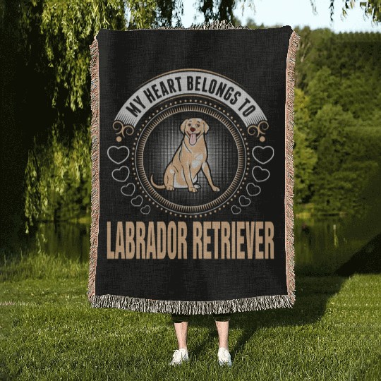 My Heart Belongs To Labrador Retriever Dog Woven Blankets