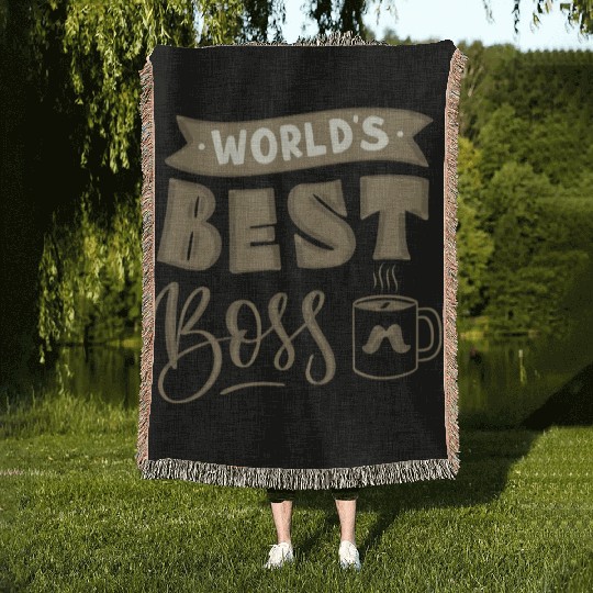 world's best boss Woven Blankets