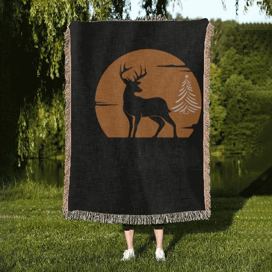 The Reindeer Merry Christmas DESIGN Woven Blankets