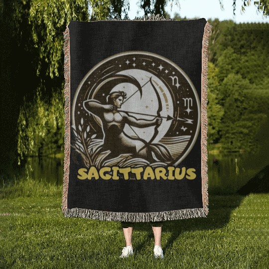 Sagittarius Horoscope Woven Blankets