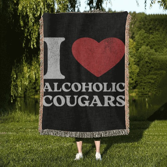 I Love Alcoholic Cougars Woven Blankets