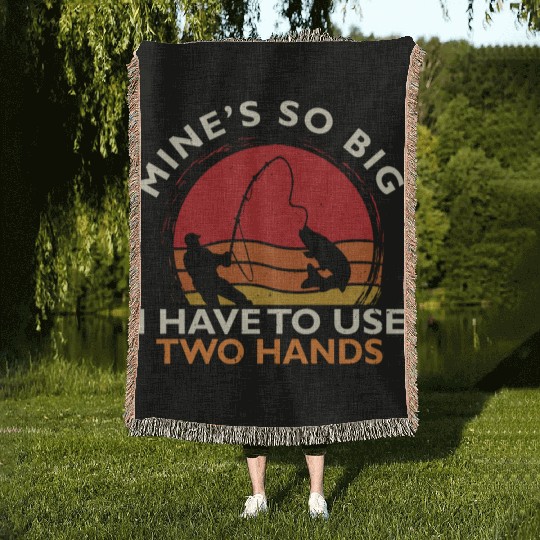 Funny Fishing Mine's Big Use Two Hands Bass Fish Woven Blankets