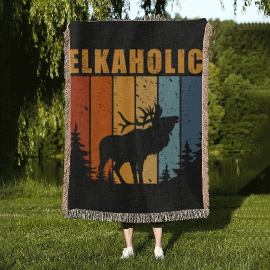 Elk Hunting Elkaholic Hunters Woven Blankets