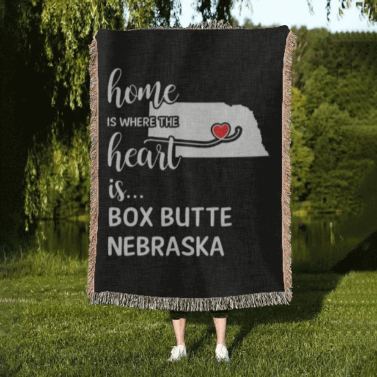Box Butte County Nebraska Is Where My Heart Is Woven Blankets