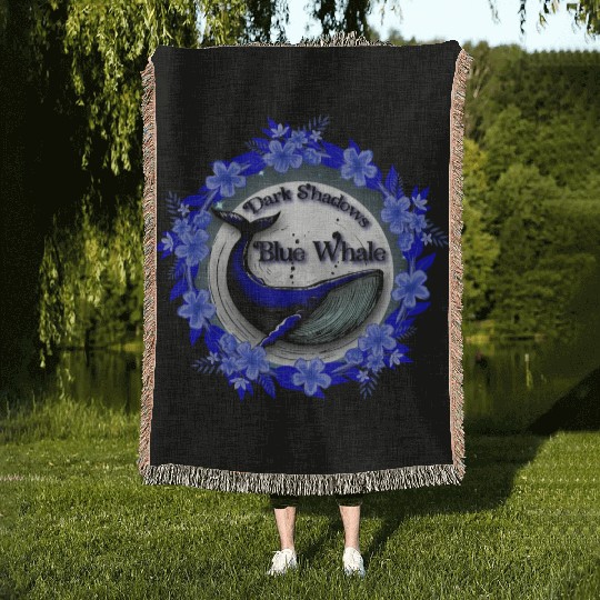Dark Shadows Blue Whale Woven Blankets