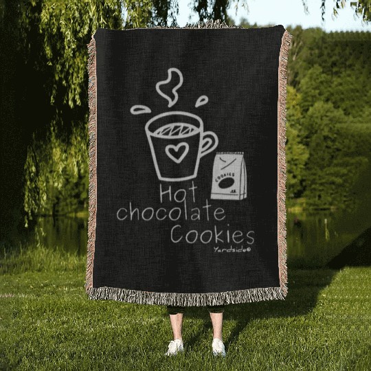 Hot chocolate cookies Yardside font logo white Woven Blankets
