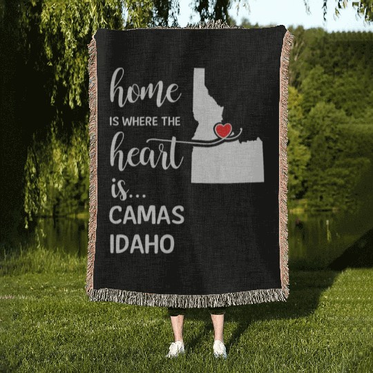 Camas County Idaho Is Where My Heart Is Cool Gift Woven Blankets