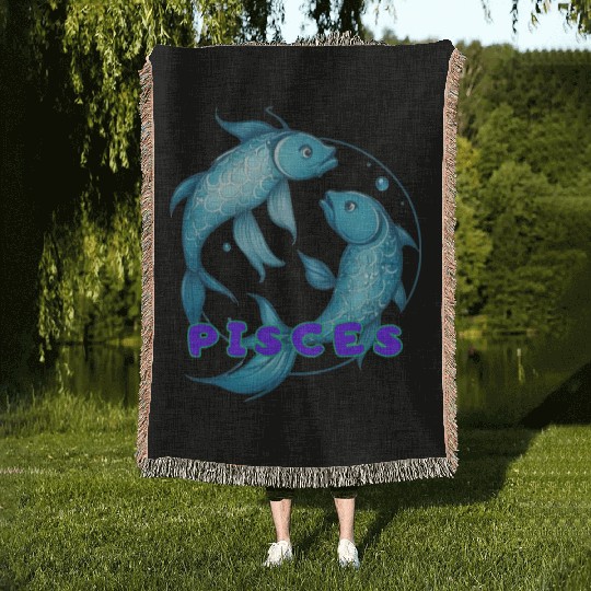 Pisces Horoscope Woven Blankets