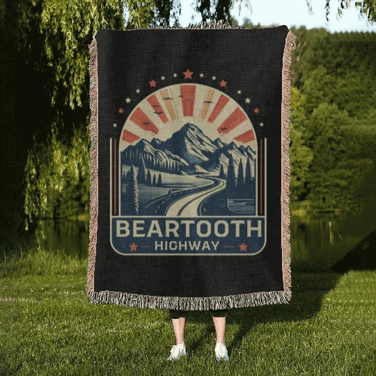 Beartooth Highway US 212 Woven Blankets