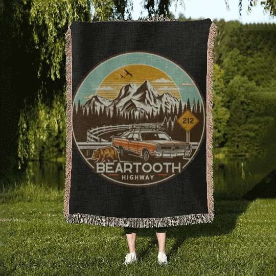 Beartooth Highway US 212 Woven Blankets