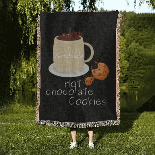 Drink Hot chocolate cookies Yardside font logo Woven Blankets