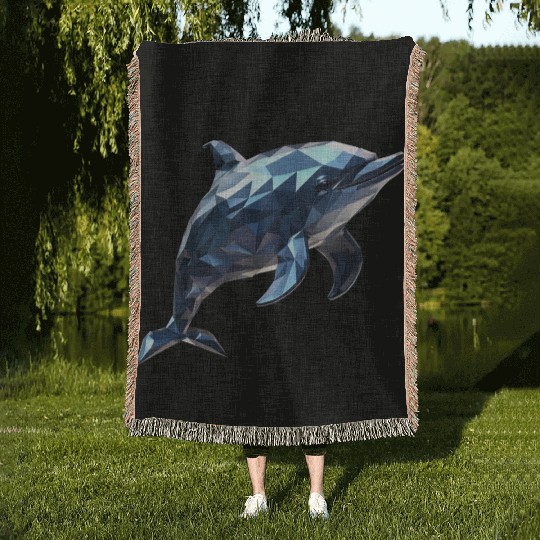 Geometric Style Dolphin Woven Blankets