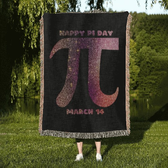 Happy Pi Day March 14th Purple Pink glitter letter Woven Blankets