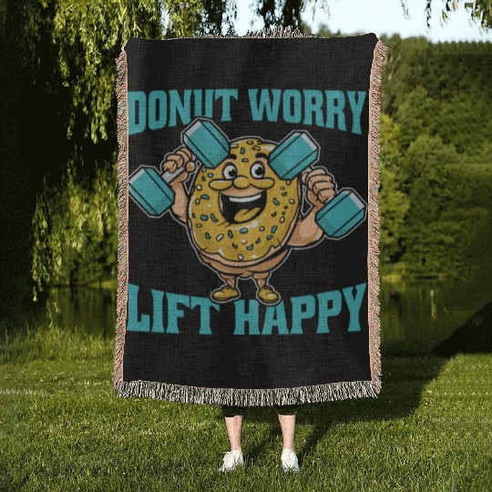 Fitness Donut Funny Donut Gym Woven Blankets