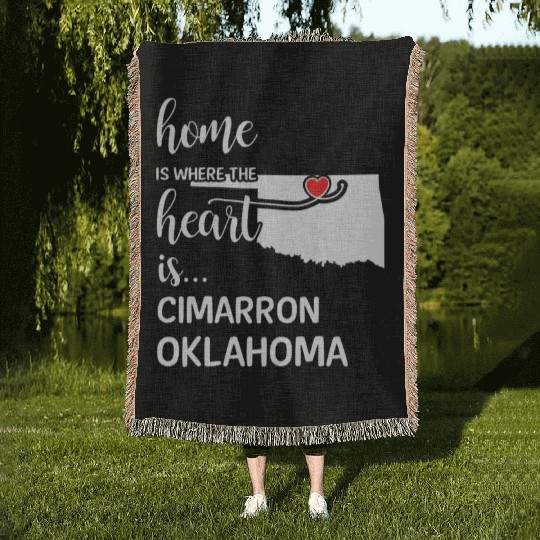 Cimarron County Oklahoma Is Where My Heart Is Gift Woven Blankets