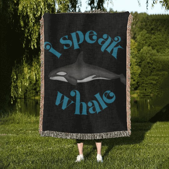 Cute I Speak Whale Orca Killer Whale Retro Style Woven Blankets
