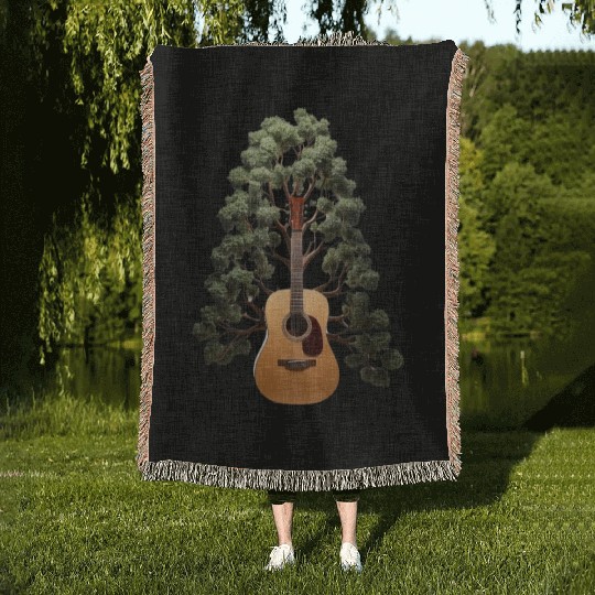 Acoustic Guitar Woven Blankets Tree of Life Guitar