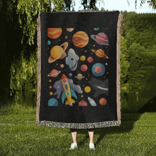 Galactic Elegance: A Celestial Symphony Woven Blankets