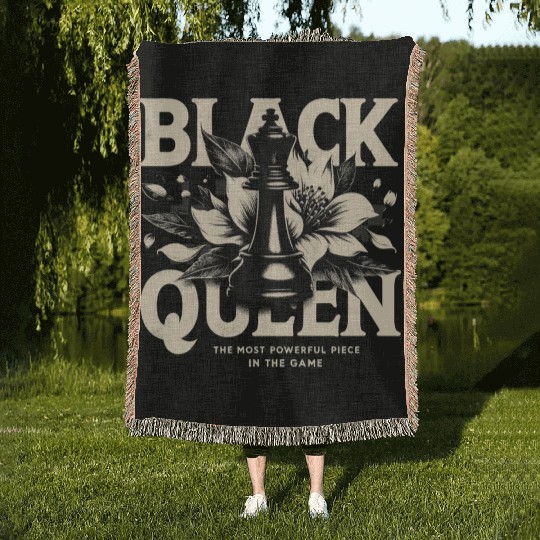 Black Queen The Most Powerful Chess African USA Woven Blankets