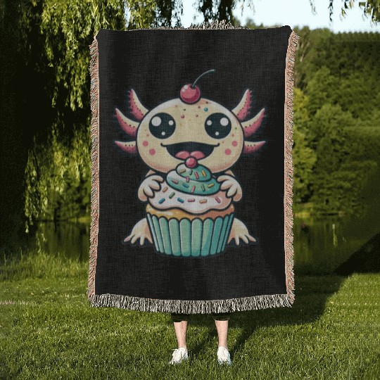 Muffin Birthday Cupcake Axolotl Woven Blankets