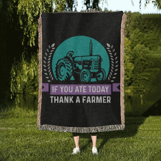 Thank a Farmer Thankful Person Gift Woven Blankets