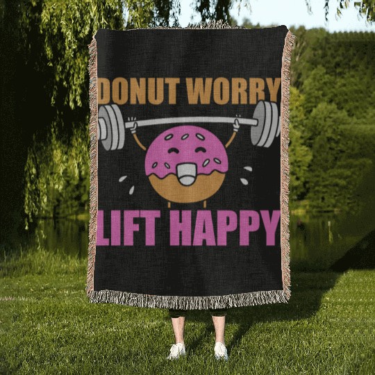Fitness Donut Funny Donut Gym Woven Blankets