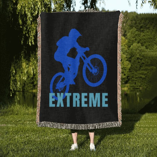 Mountain Bike (blue and light blue design) Woven Blankets