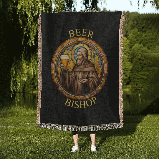 Brewed Blessings: Stained Glass Bishop Woven Blankets