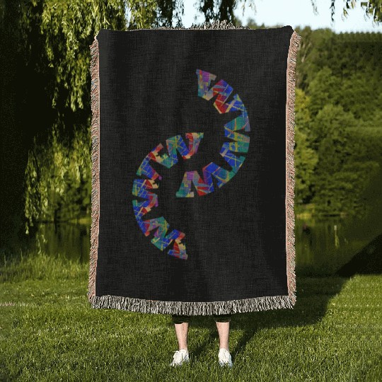 English-W alphabet black font letters Woven Blankets