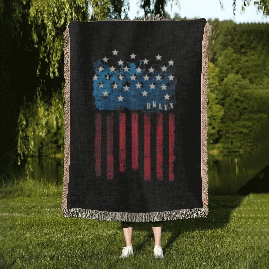 Flag America Typography Woven Blankets Design