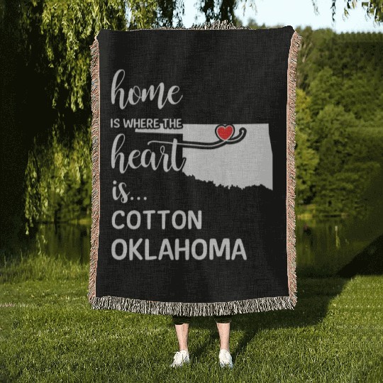 Cotton County Oklahoma Is Where My Heart Is Gift Woven Blankets