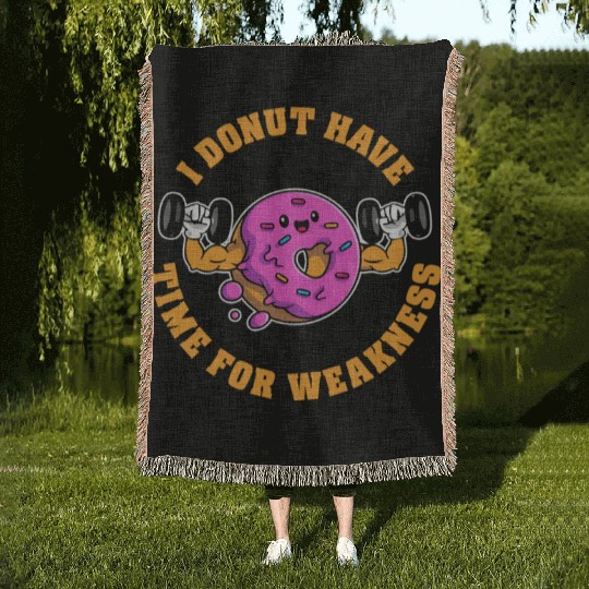 Fitness Donut Funny Donut Gym Woven Blankets