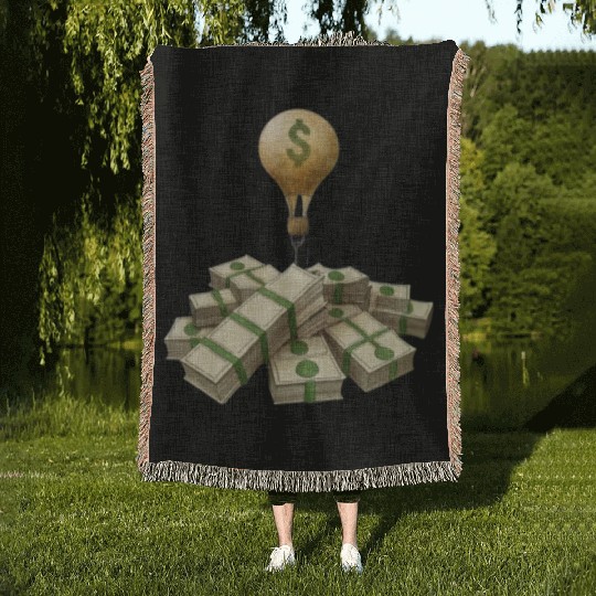 money light bulb Woven Blankets