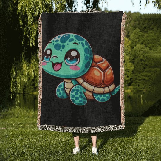 Graceful Sea Turtle Serenity Woven Blankets