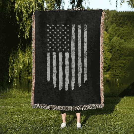 USA WHITE Woven Blankets