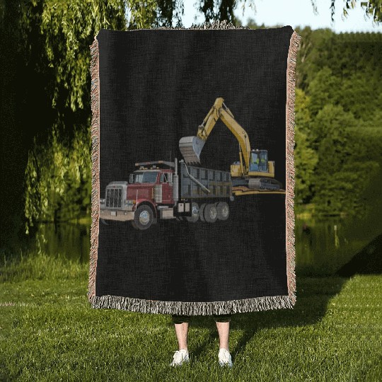 Dump Truck and Excavator Woven Blankets