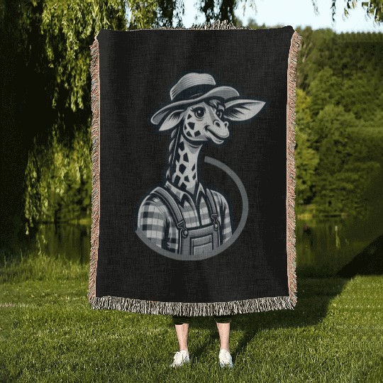 Cute Giraffe Farmer Woven Blankets
